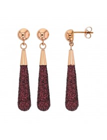 pink steel dangling earrings with plum glitter 313249RP One Man Show 48,00 €