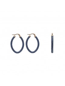 Boucles d'oreilles ovale One Man Show en acier doré rose et pailleté bleu 3131567D One Man Show 18,00 €