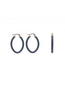 Ovale Ohrringe aus rosa Stahl und blauem Glitter 3131567D One Man Show 18,00 €