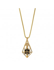 Collier en acier doré, cage triangulaire avec une perle pailletée noire 317063DN One Man Show 79,90 €