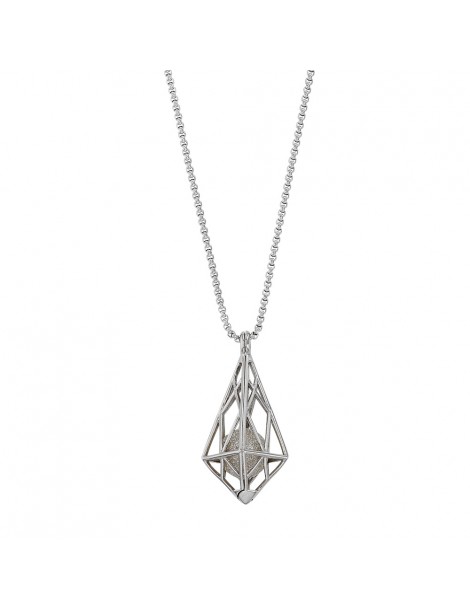 Steel necklace, triangular cage with a creamy sequined bead 317063B One Man Show 79,90 €