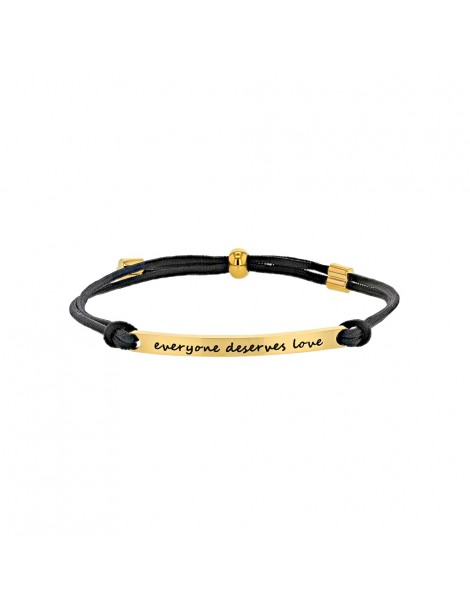 Bracelet "everyone deserves love" in yellow steel and black cord 318012ND One Man Show 28,00 €