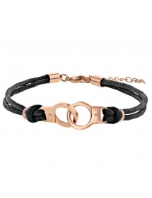 Bracelet rose gold plated handcuffs steel and cotton cords 318398 One Man Show 24,00 €