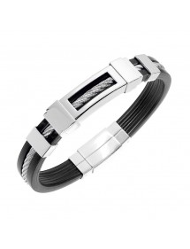 Bracelet caoutchouc avec câble acier et motifs acier en relief 3180117 One Man Show 39,90 €