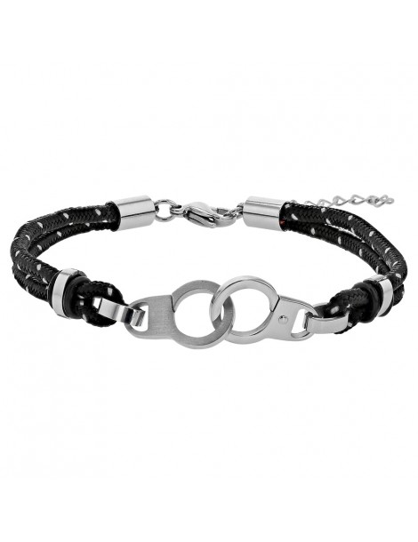 Bracelet menottes en acier et cordons en coton moucheté 318399 One Man Show 26,90 €