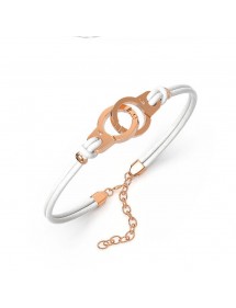 Bracelet menottes On Man Show en acier doré rose et cuir de bovin blanc 318424RB One Man Show 18,00 €