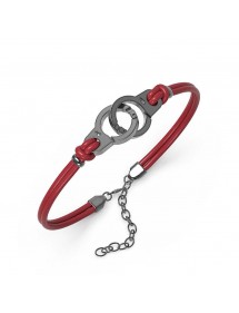 Armband Stahl Handschellen und Burgunder Kuhhaut 318424BO One Man Show 29,90 €