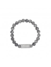 Bracelet élastique en perles de Jaspe et perle tube acier - 18 à 20 cm 318081D One Man Show 32,00 €