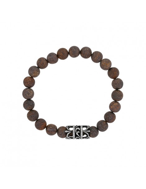 Bracelet élastique en perles de Bronzite et acier ajouré - 18 à 20 cm 318077D One Man Show 32,00 €