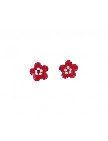 Earrings small fuchsia flower rhodium silver 313282 Suzette et Benjamin 22,00 €
