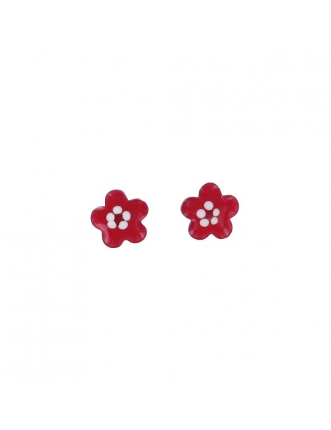 Boucles d'oreilles petite fleur fuchsia en argent rhodié 313282 Suzette et Benjamin 22,00 €