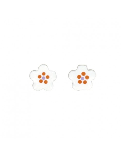 Earrings small white flower earrings silver rhodium