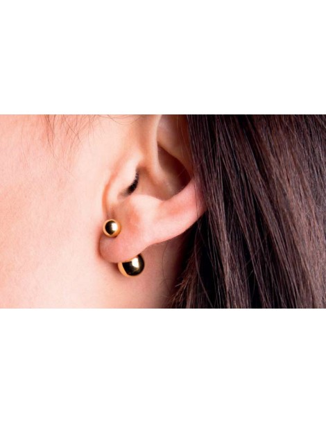 Boucles d'oreilles puces "Double boules" en acier de 6 et 9,8 mm