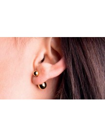 Earrings double balls in black steel 6 and 9,8 mm