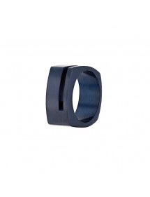 Rounded rectangle ring in dark blue steel 311398 One Man Show 34,00 €