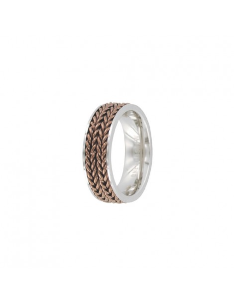 Bague acier avec motifs chaînes chocolat au milieu 311492 One Man Show 39,90 €