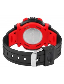 Montre numérique Sport XINJIA, bracelet en silicone noir et rouge