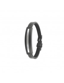 Bracelet en cuir d'équin noir et un rectangle en acier 31812304 One Man Show 59,90 €