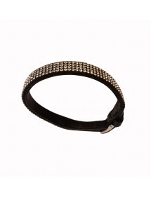 Armband aus schwarzem Rindsleder und Strass, Dornschließe aus Stahl 31812200N One Man Show 16,00 €