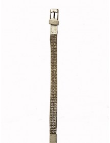 White bovine leather and rhinestone bracelet, steel buckle 31812200B One Man Show 16,00 €