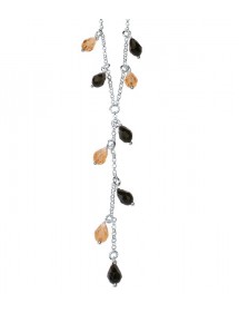 Silver and two-tone Swarovski crystal pearl necklace