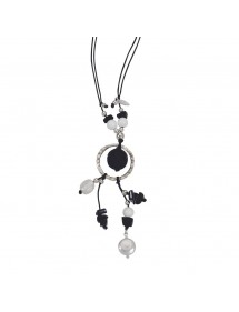 Collier cordon noir et argent avec Agathe noir, nacre blanche et perles 3170470 îlOcéane 18,00 €