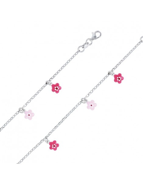 Bracciale in argento rodiato decorato con piccoli fiori fucsia e rosa 3180910 Suzette et Benjamin 38,00 €