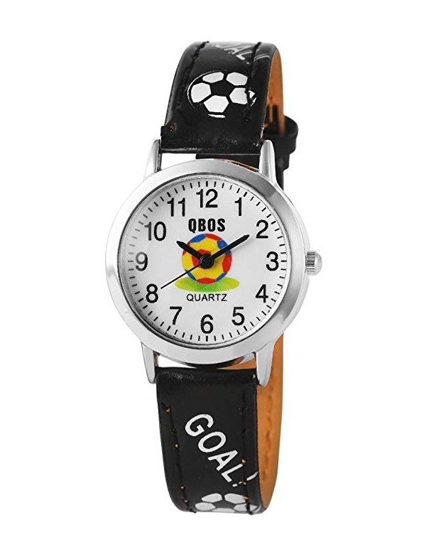 Football QBOS watch with black leather strap