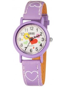 QBOS girl watch bracelet with hearts in purple imitation leather 4900002-003 QBOSS 12,00 €