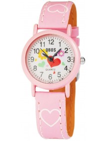 QBOS girl watch bracelet with pink imitation leather hearts 4900002-007 QBOSS 12,00 €